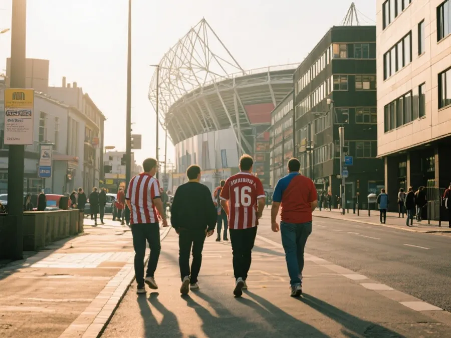 球迷在城市中前往球场的观赛氛围